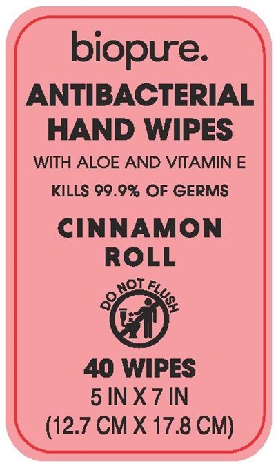 Antibacterial Wipes (Biopure Antibacterial Wipes Cinnamon Roll Label2)